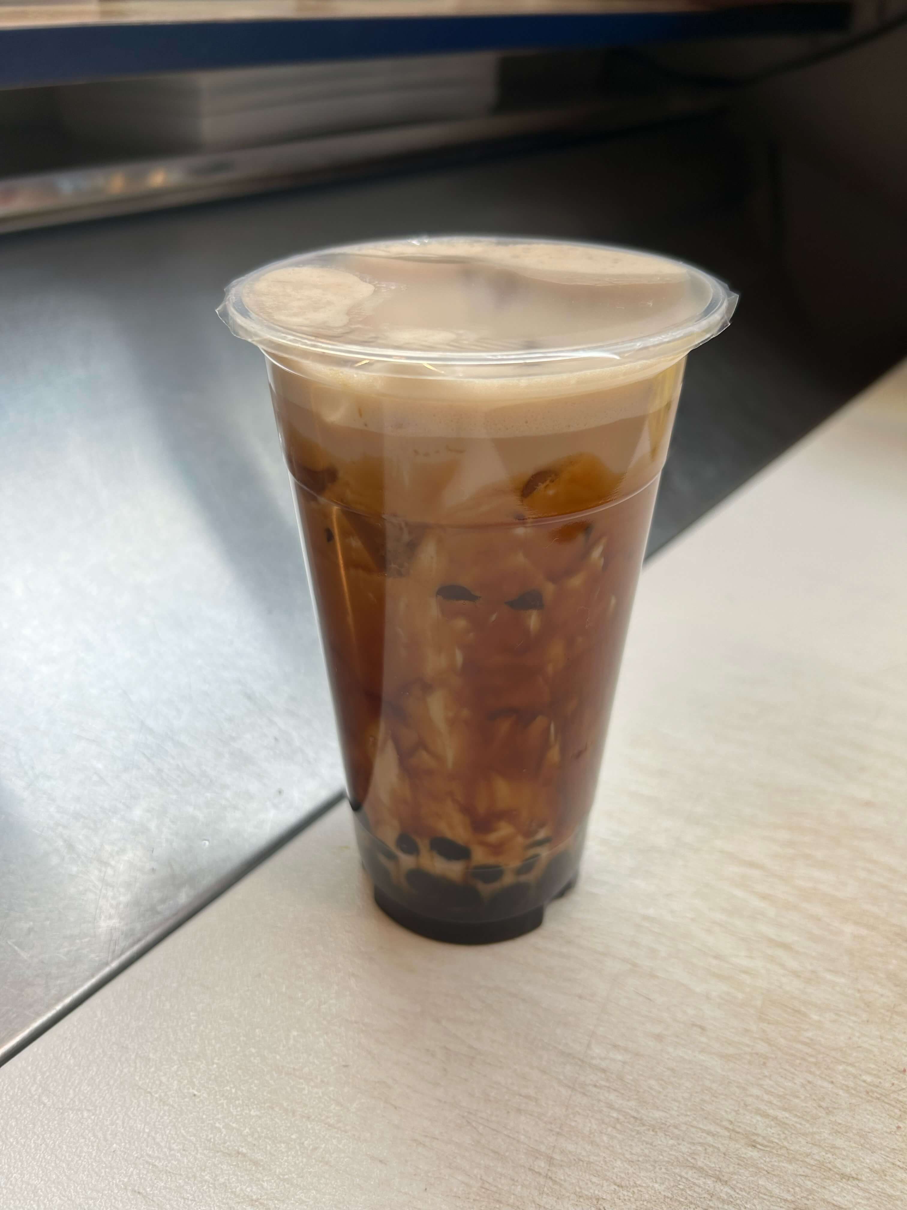 Brown sugar milk tea with pearls