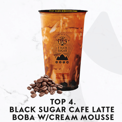 Black sugar cafe latte boba with cream mousse